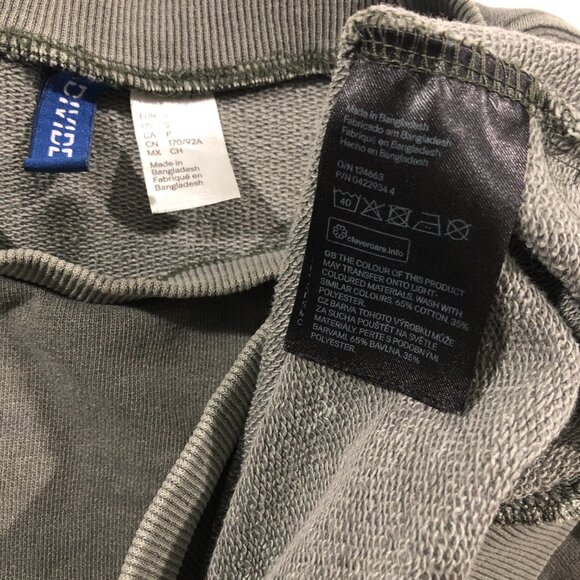 H&M Divided Mens S Green Crew Neck Long Sleeve Chest Pocket Pullover Sweatshirt - Picture 6 of 8